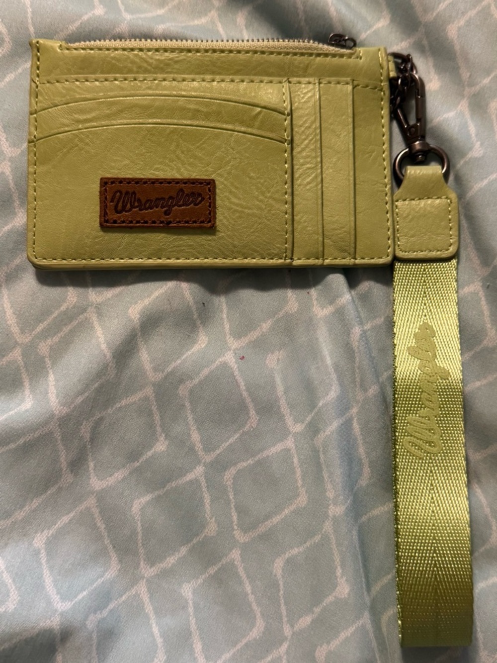 Wrangler Lime Green Cardholder Wristlet with Logo Strap